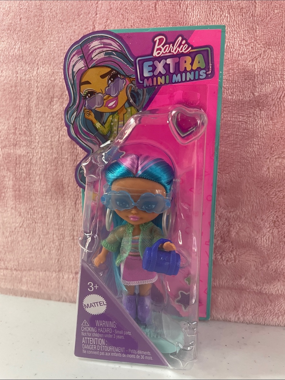 Barbie Extra Mini Minis Teal-Blue & Purple Hair Fashion Doll